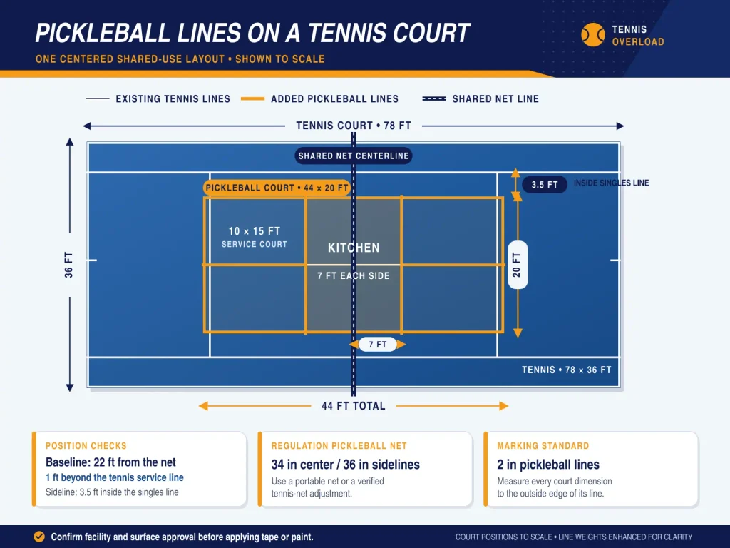 Pickleball Lines on Tennis Court